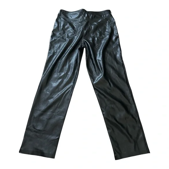 JOIE VEGAN LEATHER FAUX SUEDE LINING BLACK STRAIGHT LEG PANTS SIZE 8 - Picture 2 of 6